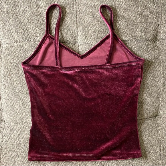Garage Rich Wine Velvet Crop Tank Top - Picture 4 of 10